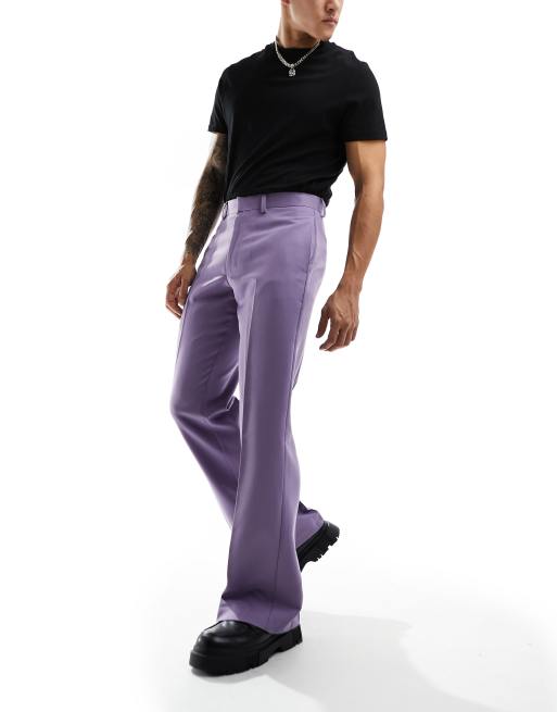 Pantalones de vestir morado polvoriento de corte acampanado de ASOS DESIGN
