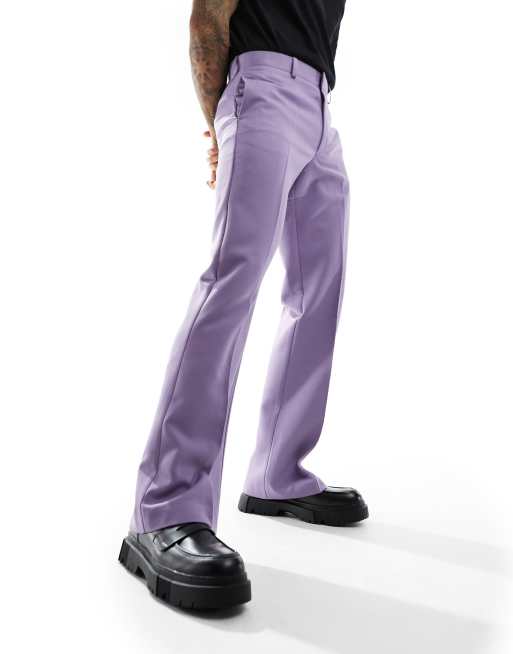 Pantalones de vestir morado polvoriento de corte acampanado de ASOS DESIGN, 2 de 5