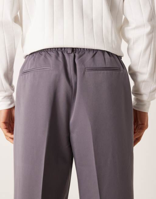 Pantalones de vestir morados de pernera ancha sin cierres con raya diplomática de ASOS DESIGN, 4 de 5