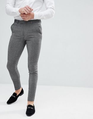 Pantalones De Vestir Muy Ajustados En Mezcla De Lana Gris Oscuro De Asos Design Asos