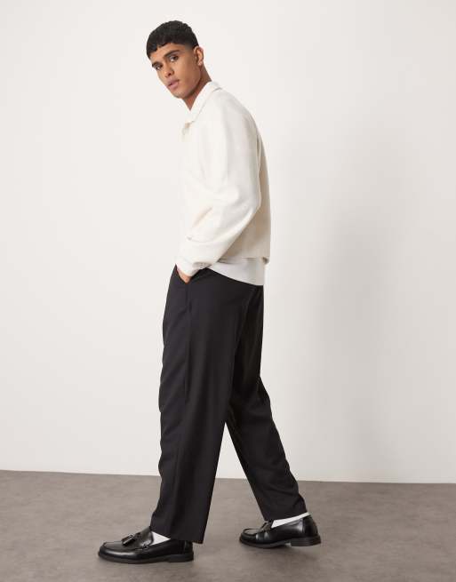 Pantalones de vestir negro lavado de corte skater suelto de ASOS DESIGN