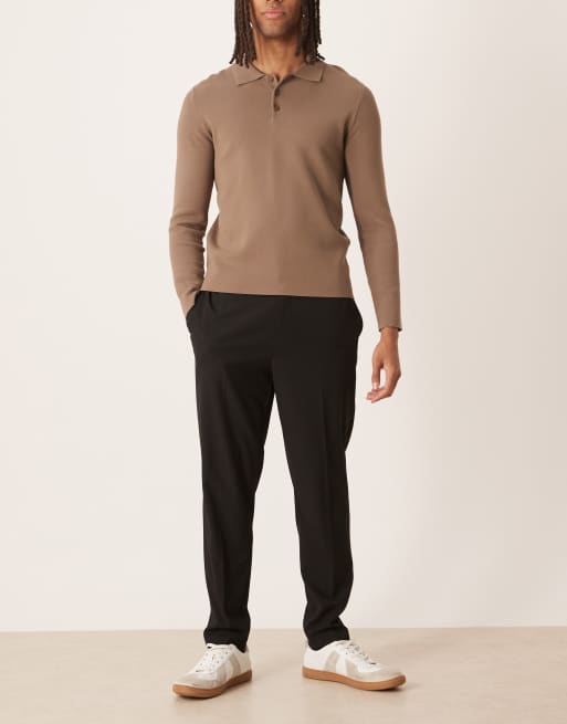 Pantalones de vestir negros cómodos elásticos de corte tapered con cinturilla elástica de ASOS DESIGN, 2 de 5