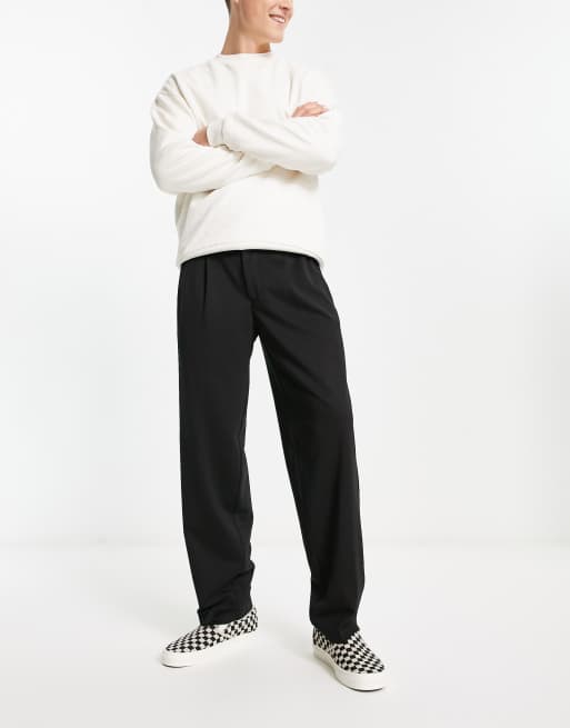 Pantalones sueltos negros, pantalones casuales negros, pantalones