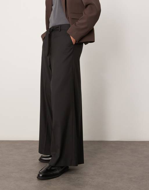 Pantalones de vestir negros de corte muy ancho con cinturón de ASOS DESIGN, 3 de 5