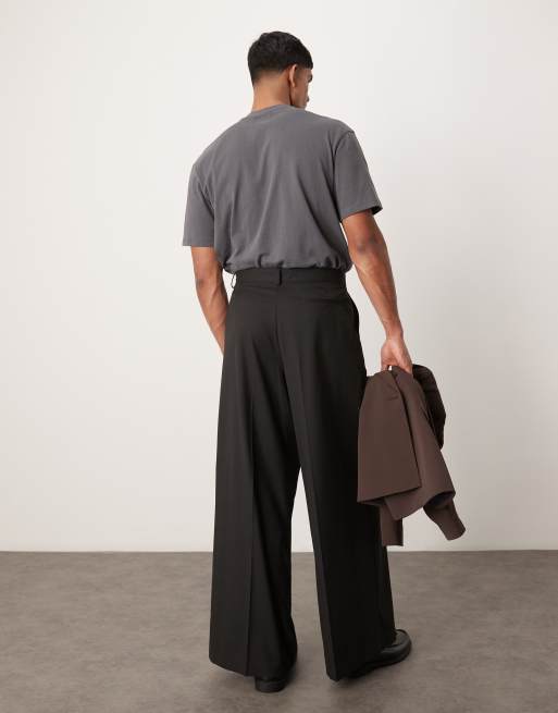 Pantalones de vestir negros de corte muy ancho con cinturón de ASOS DESIGN, 5 de 5