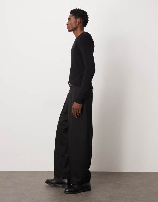 Pantalones de vestir negros de corte tapered ancho de ASOS DESIGN, 3 de 5