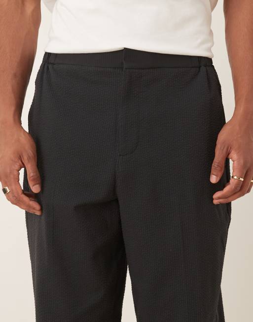 Pantalones de vestir negros de pernera ancha con cintura elástica de sirsaca de ASOS DESIGN (parte de un conjunto), 4 de 5
