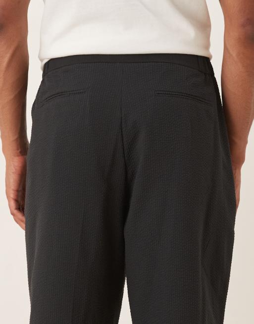 Pantalones de vestir negros de pernera ancha con cintura elástica de sirsaca de ASOS DESIGN (parte de un conjunto), 5 de 5