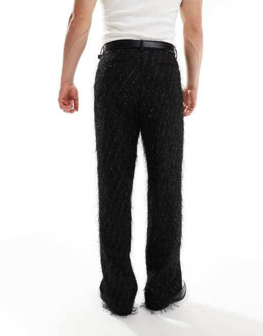 Pantalones de vestir negros de pernera ancha con detalle de flecos de ASOS DESIGN, 2 de 5