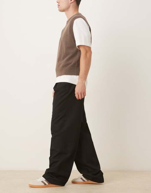 Pantalones de vestir negros de pernera ancha con pinzas de ASOS DESIGN, 3 de 5
