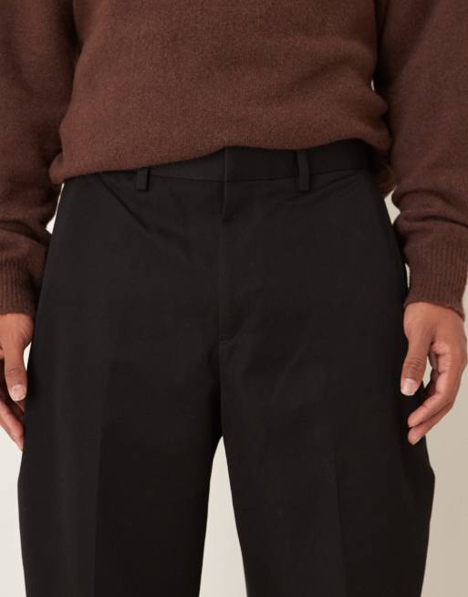 Pantalones de vestir negros de pernera ancha con pinzas laterales de ASOS DESIGN, 5 de 5