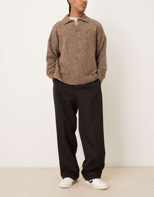 Pantalones de vestir negros de pernera ancha con pinzas media cinturilla elástica de ASOS DESIGN, 2 de 5