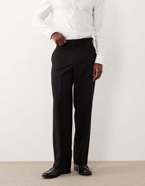 Pantalones de vestir negros de pernera ancha con raya diplomática metalizada sutil de ASOS DESIGN - view 1