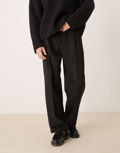 Pantalones de vestir negros de pernera ancha de bouclé metalizado de ASOS DESIGN - view 1