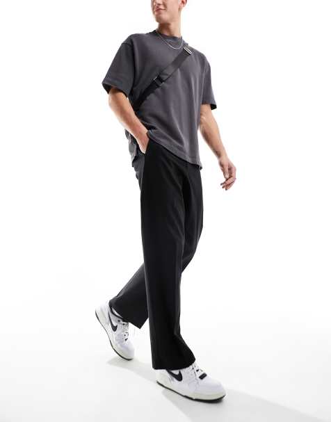 Pantalones de vestir negros de pernera ancha de lino de ASOS DESIGN - view 1
