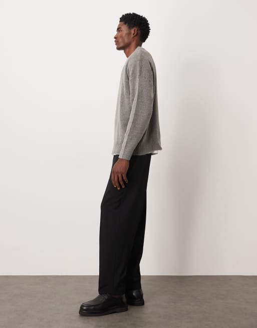 Pantalones de vestir negros sin cierres de corte tapered extragrande de ASOS DESIGN, 3 de 5