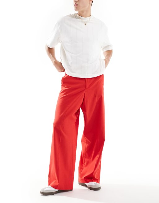 Pantalones de vestir rojos de corte suelto de ASOS DESIGN