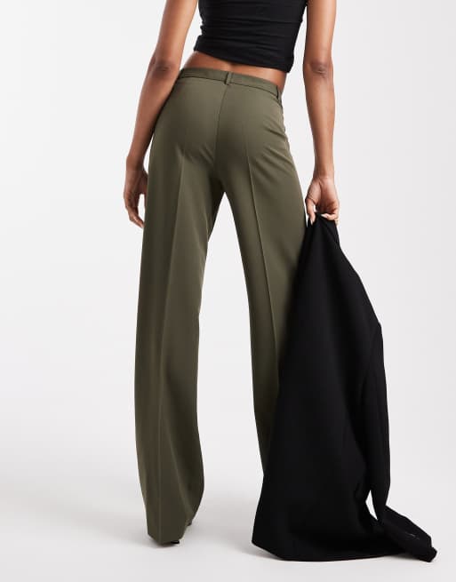 Pantalones de vestir verde hoja de corte recto con raya delantera de Vero Moda Tall, 4 de 5
