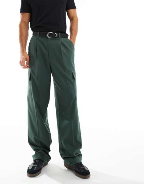 Pantalones de vestir verdes cargo de pernera ancha de ASOS DESIGN - view 1