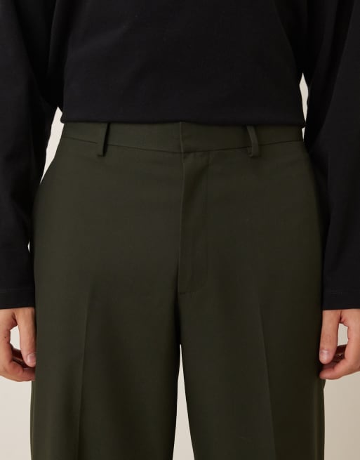 Pantalones de vestir verdes de corte tapered extragrande con patrón de espiga de ASOS DESIGN, 4 de 5