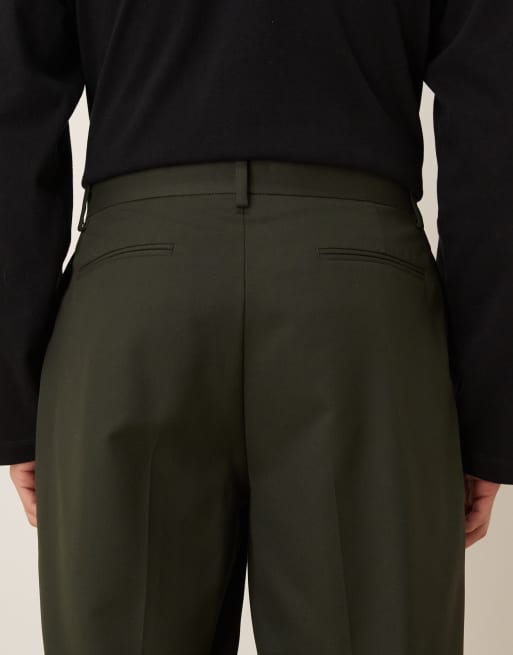 Pantalones de vestir verdes de corte tapered extragrande con patrón de espiga de ASOS DESIGN, 5 de 5