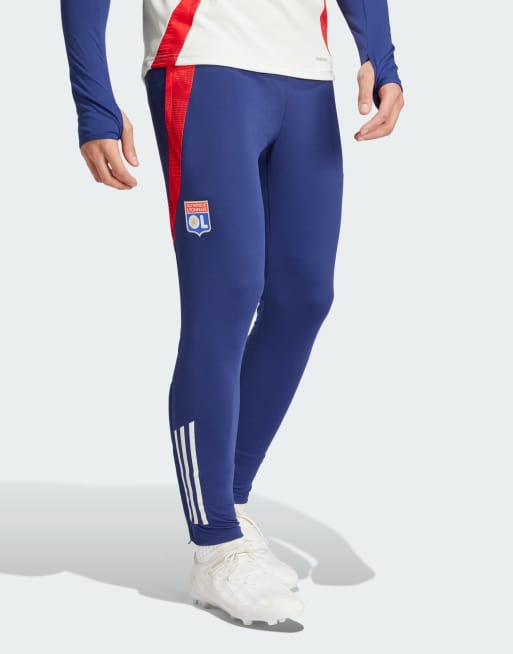 Pantalones deportivos azul añil nocturno y rojo intenso con diseño del Olympique de Lyon Tiro 24 de adidas Performance