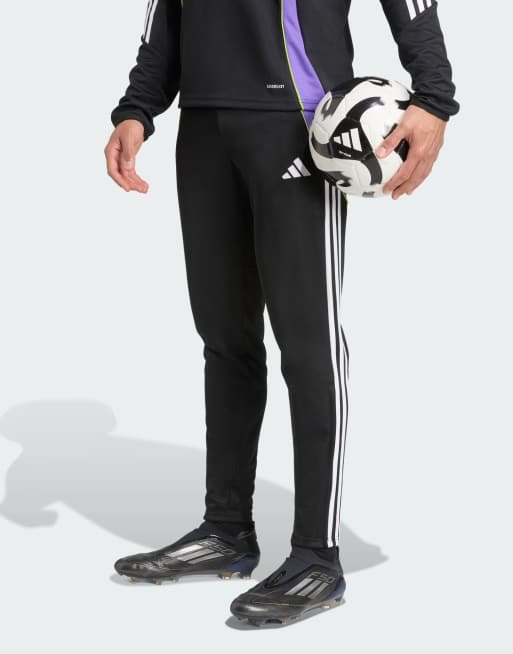 Pantalones deportivos negros y morado neón de corte slim Tiro 24 de adidas Performance