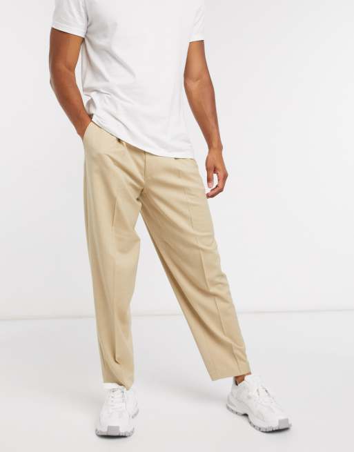 Pantalones elegantes extragrandes de corte tapered en color piedra de ASOS DESIGN