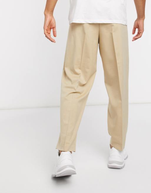 Pantalones elegantes extragrandes de corte tapered en color piedra de ASOS DESIGN, 2 de 4