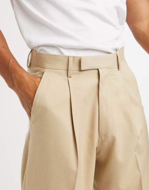 Pantalones elegantes extragrandes de corte tapered en color piedra de ASOS DESIGN, 3 de 4