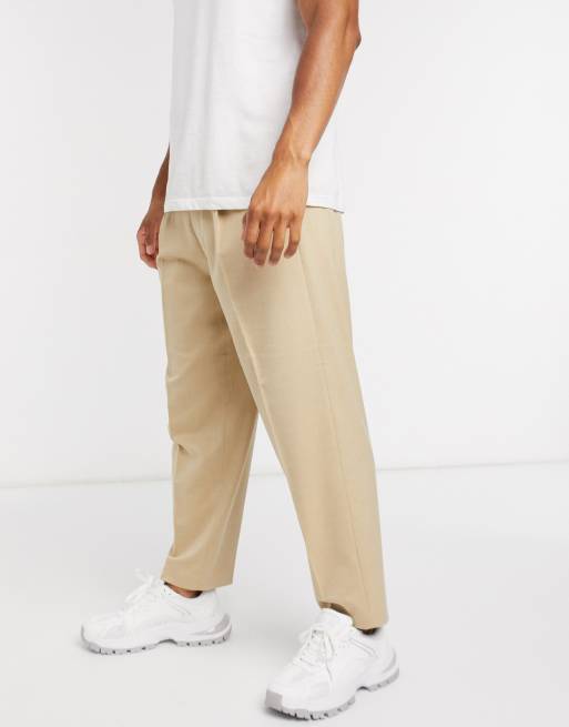 Pantalones elegantes extragrandes de corte tapered en color piedra de ASOS DESIGN, 4 de 4