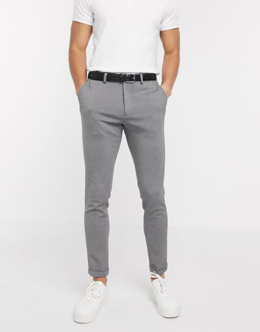 Pantalones elegantes grises en tejido de punto de Selected Homme