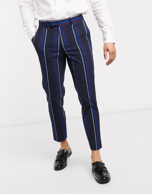 Pantalones elegantes y ajustados rayas azul marino DESIGN | ASOS