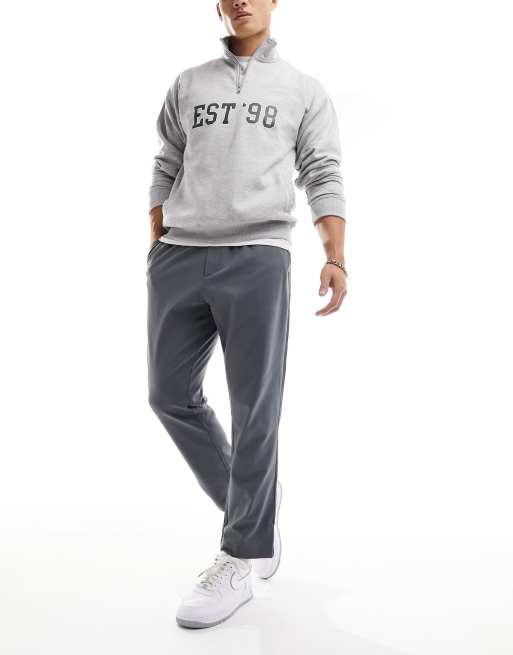 Pantalones gris carbón de corte slim con cintura elástica de Harry Brown