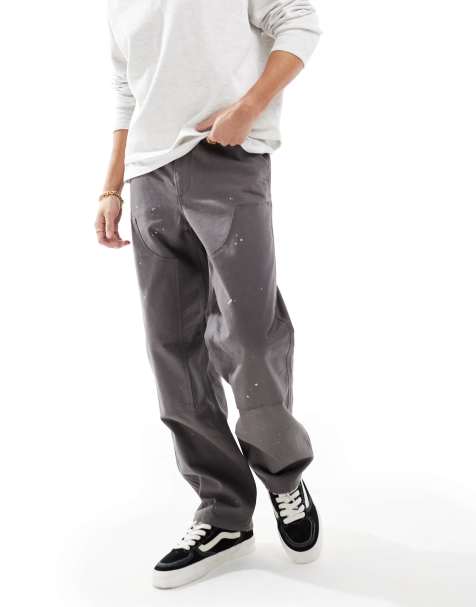 Pantalones gris carbón de estilo carpintero con salpicaduras de pintura de ASOS DESIGN - view 1