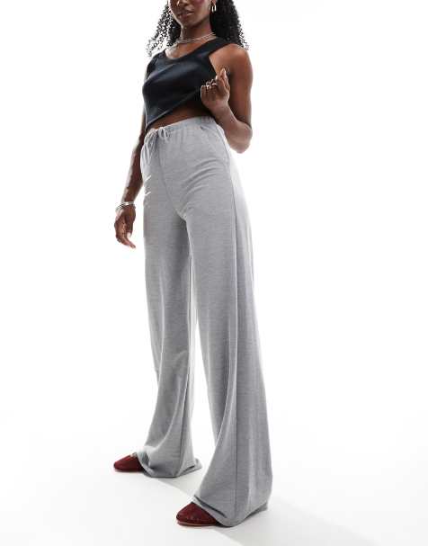 Pantalones gris carbón de pernera ancha de tejido efecto lino de ASOS DESIGN - view 1