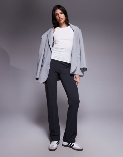 Pantalones gris carbón de pernera recta con pinzas de ASOS DESIGN Tall - view 1