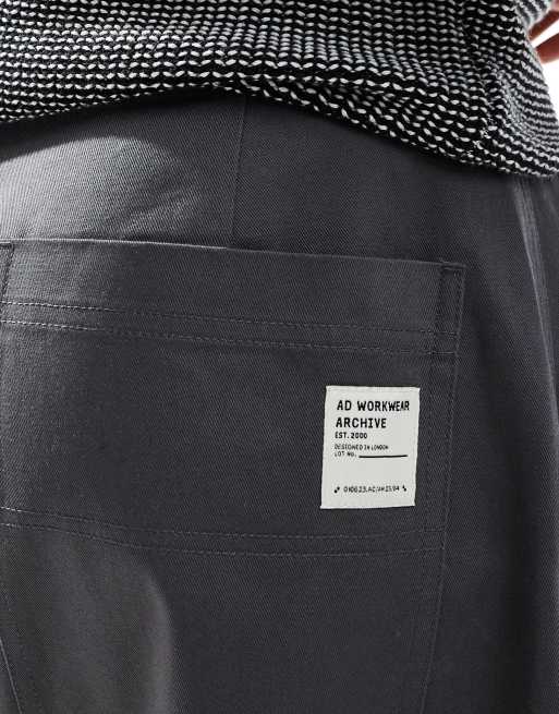 Pantalones gris carbón holgados y extragrandes con paneles en las rodillas de lona de ASOS DESIGN , 5 de 5