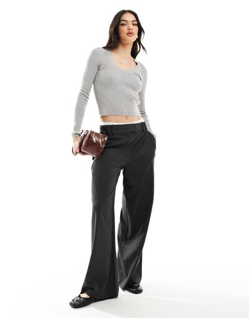 Pantalones gris carbón sueltos de corte masculino de ASOS DESIGN