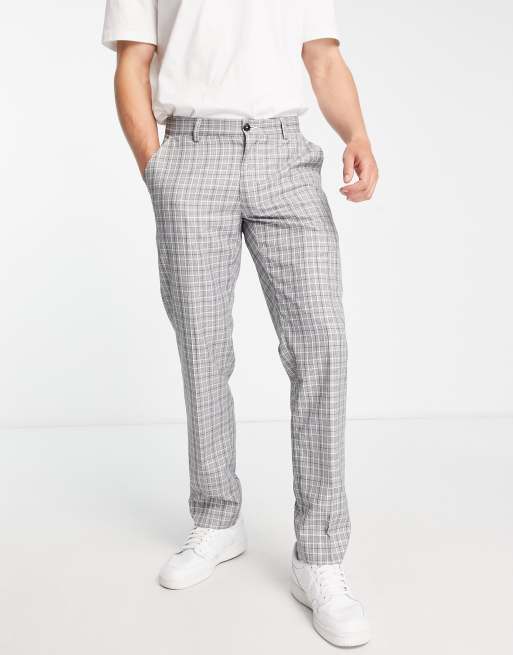 Pantalones gris claro a cuadros de corte estándar de French Connection