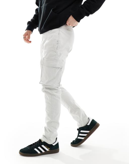 Pantalones gris claro cargo de corte tapered slim de ONLY & SONS