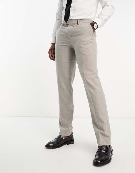 Pantalón formal de corte slim en lana, Gris