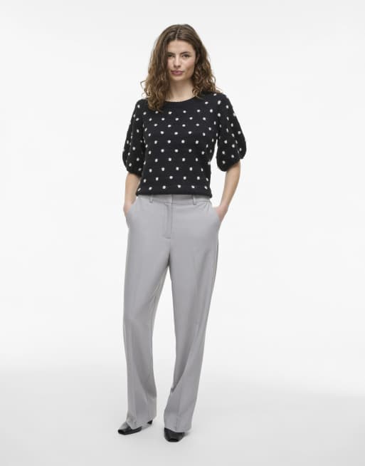 Pantalones gris claro jaspeado de VILA