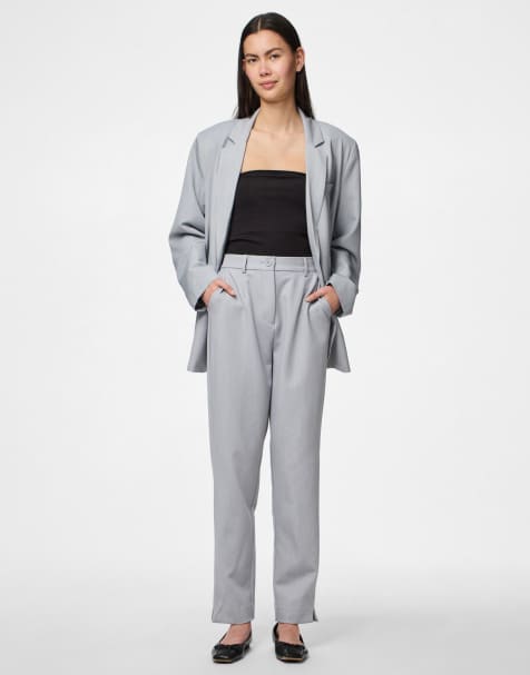 Pantalones gris claro melange de Pieces - view 1