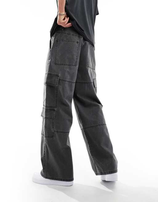 Pantalones gris desgastado holgados con bolsillos extragrandes de ASOS DESIGN, 5 de 5
