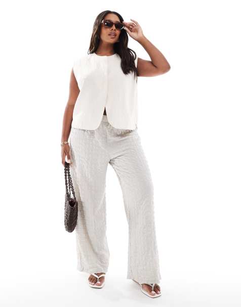 Pantalones gris hielo de pernera ancha de sirsaca de ONLY Curve - view 1