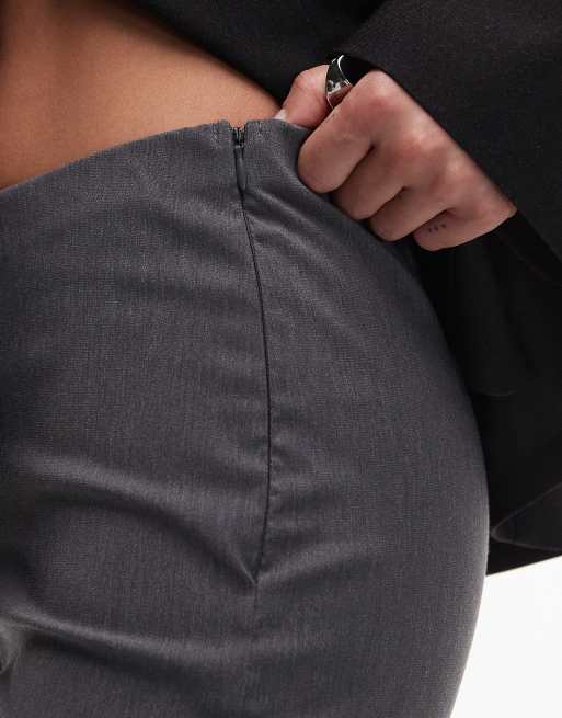 Pantalones gris jaspeado de corte slim acampanado de bengalina de ASOS DESIGN, 5 de 5