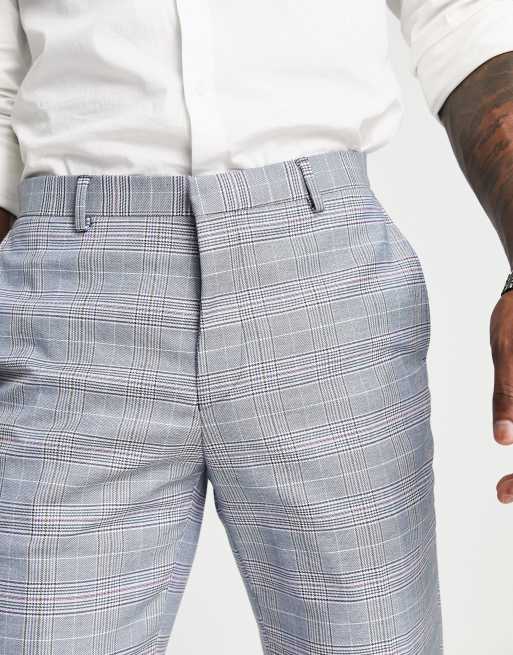Pantalones grises a cuadros de corte slim con botonadura simple Earlswood de Shelby & Sons, 3 de 4