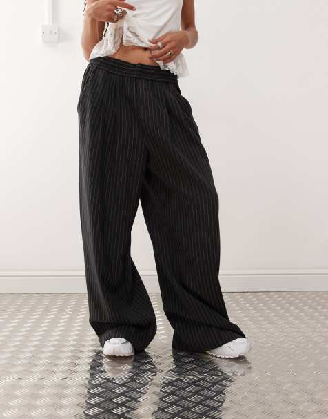 Pantalones grises a rayas holgados sin cierres de COLLUSION - view 1