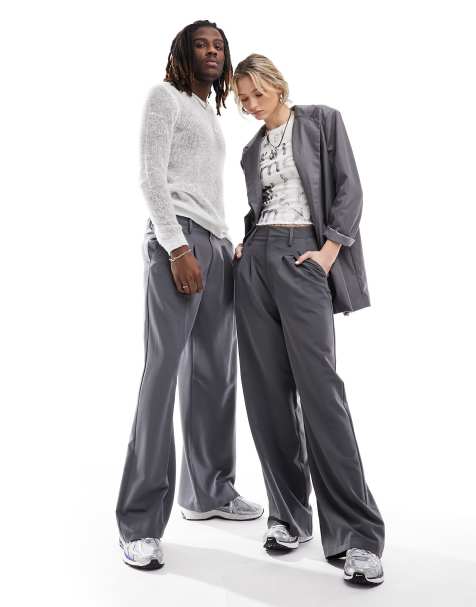Pantalones grises de corte sartorial holgado de COLLUSION Unisex - view 1